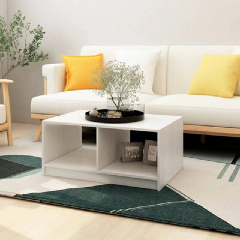 Image of Vidaxl Coffee Table White 75X50X33.5cm Solid Pinewood