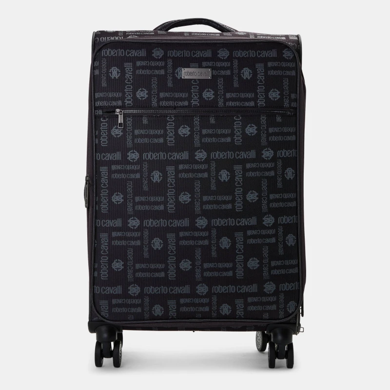 Image of Roberto Cavalli Womens Jacquard Soft Suitcase Black female 20in/51cm