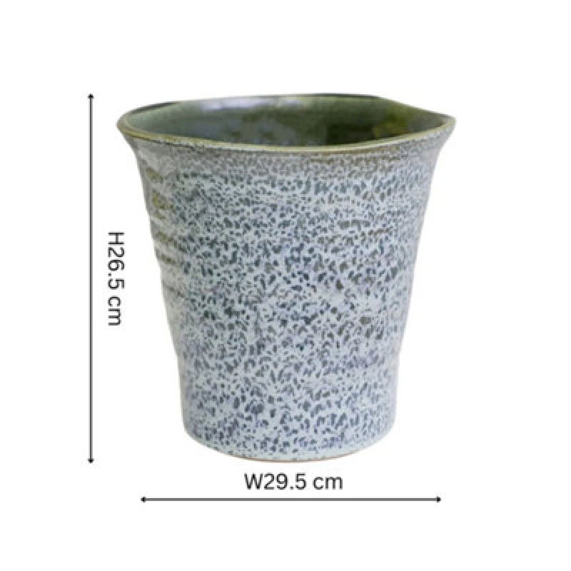 Image of Ivyline Vallo Reactive Glaze Tapered Blue Planter H26.5Cm D29.5Cm