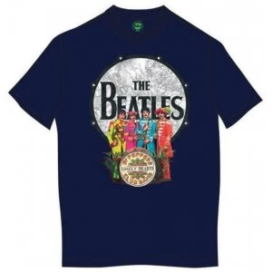 Image of The Beatles - Sgt Pepper & Drum Mens Large T-Shirt - Blue
