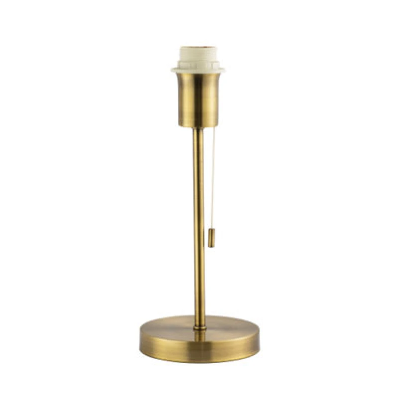 Image of Happy Homewares Traditional And Classic Table Lamp Base In Antique Brass With Pull Cord Switch