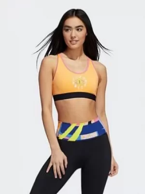Image of adidas Love Unites Believe This 2.0 Graphic Bra, Orange, Size S, Women