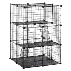 Image of Pawhut Pet Playpen Diy Small Animal Cage For Kittens, Bunnies, Chinchillas & Pet Minks - Black