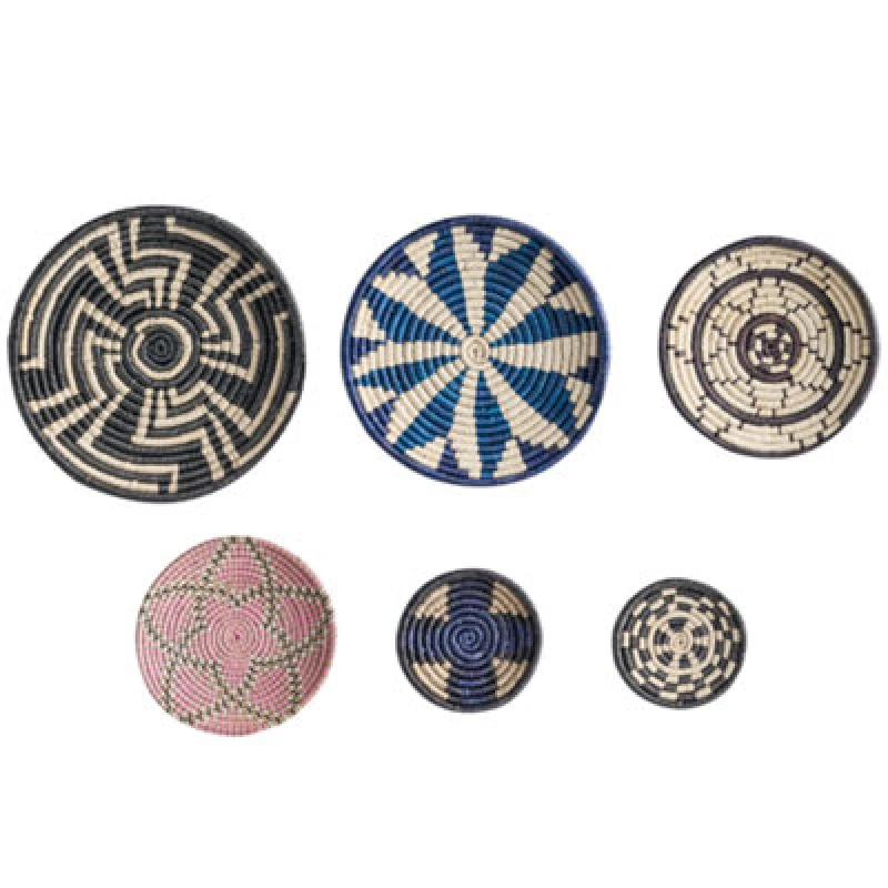 Image of Beliani Set Of Hanging Decorations Hoabinh Seagrass 3/4/5/5/6/7cm Multicolour