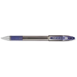 Image of Pilot G-3 Gel Rollerball Pen Refillable Rubber Grip 0.7mm Tip 0.5mm Line Blue Pack of 12 Pens