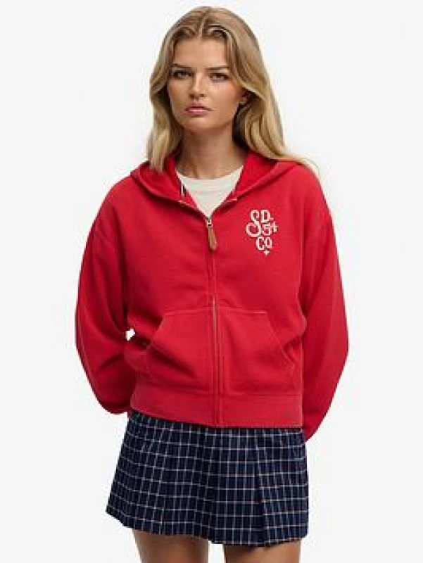 Image of Superdry Womens hooded sweatshirt Superdry Heritage Hamptons Rouge Female S