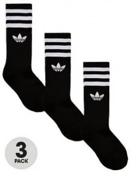 Image of Adidas Originals 3 Pack Kids Trefoil Linear Socks - Black