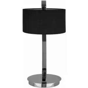 Image of Premier Housewares - Black and Chrome Table Lamp With Black Shade/ Chrome Base Stand/ Desk / Reading / Office With Modern Look For Hallways / Bedroom
