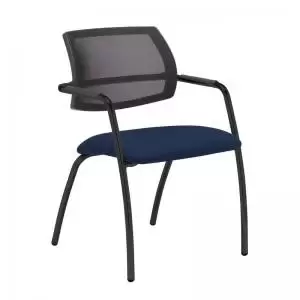 Image of Tuba Black 4 leg frame conference chair with half mesh back - Costa