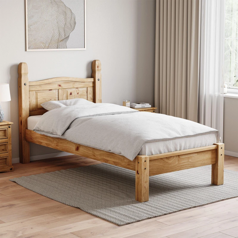 Image of Lassic Corona Low Foot Single Wooden Bed & Mattress Set Pine unisex Single