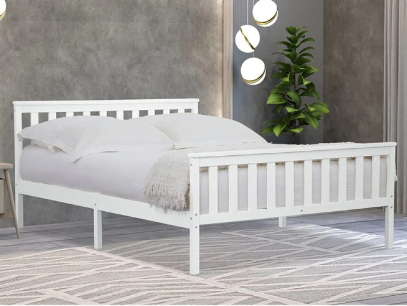 Image of Flintshire Marnel White Wooden Bed Frame - 4ft6 Double