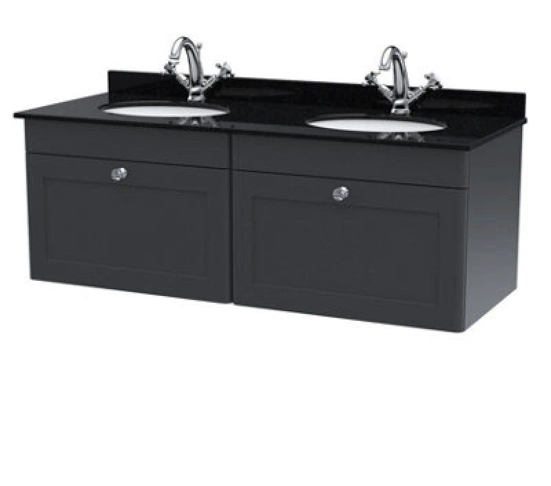 Image of nuie 1200mm Wall Hung 2 Drawer Vanity & Marble Top - Soft Black CLC1494BR2