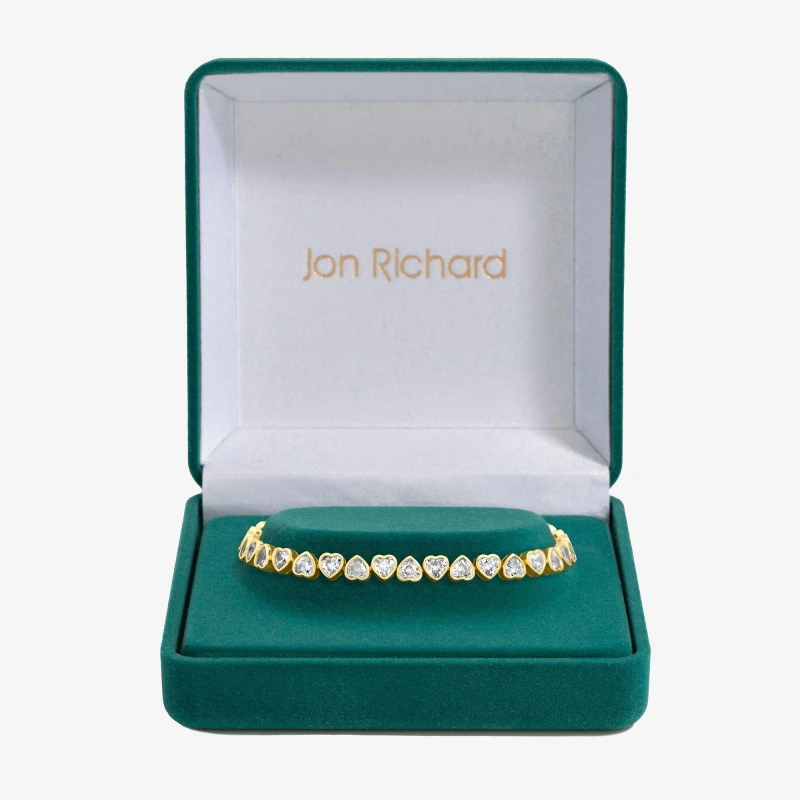Image of Jon Richard Gold Plated Cubic Zirconia Heart Drop Bracelet Chain Bracelets One Size Gold 71748010000