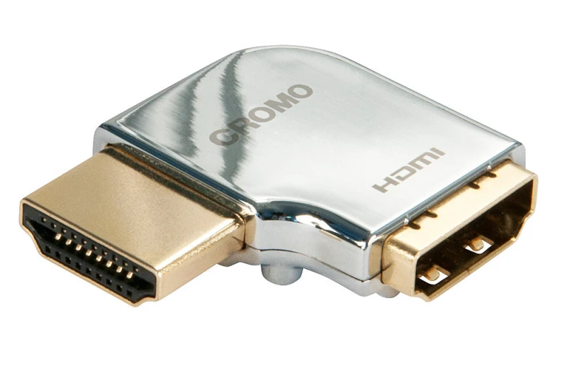 Image of Lindy Lindy CROMO HDMI Male to HDMI Female 90 Degree Right Angle Adapter - Left 41508