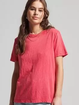 Image of Superdry Vintage 100% Organic Cotton Tee - Washed Red, Red, Size 10, Women
