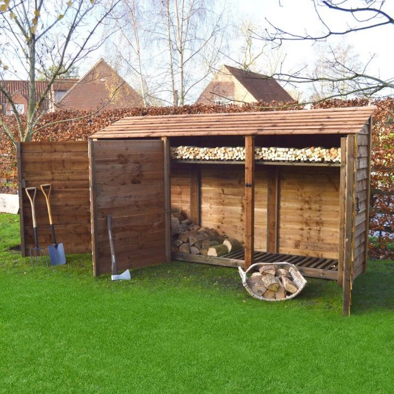 Image of Rutland County Garden Furniture Ltd Empingham 6ft Log Store with Doors & Kindling Shelf, H181 cm, Brown Brown Unisex