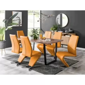 Image of Furniture Box Kylo Brown Wood Effect Dining Table and 6 Mustard Willow Chairs