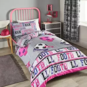 Image of Football Duvet Cover and Pillowcase Set Pink Pink