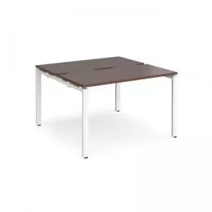 Image of Adapt back to back desks 1200mm x 1200mm - white frame and walnut top
