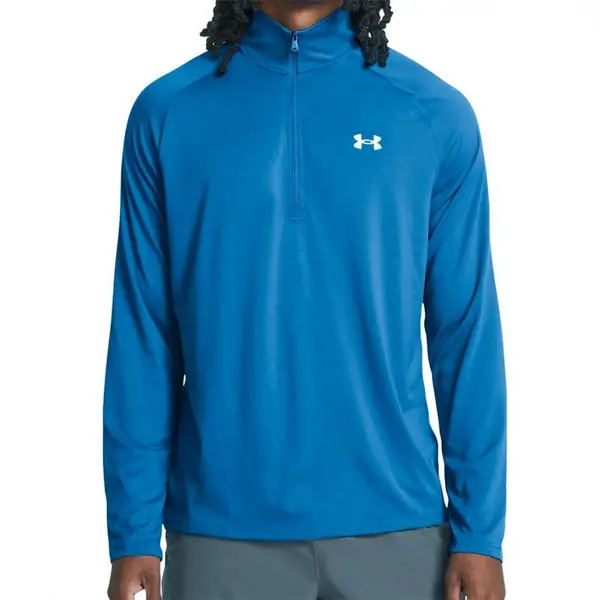 Image of Under Armour Tech ?¢ Zip Long Sleeve Photon Blue/White - M
