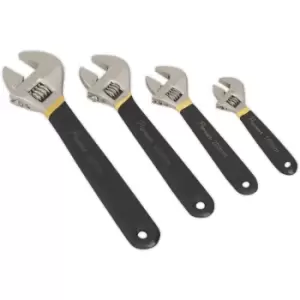 Image of AK9935 Adjustable Wrench Set 4pc Ni-Fe Finish - Sealey