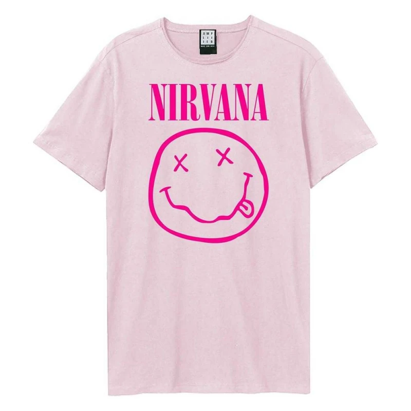 Image of Amplified Mens Face Nirvana T-Shirt in Pink Size: XS Pink Male XS