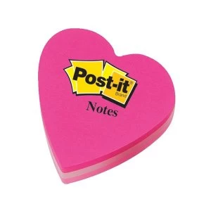 Image of Post it 70x70 mm Heart Shaped Sticky Notes Assorted Pink Pack of 225 Sheets