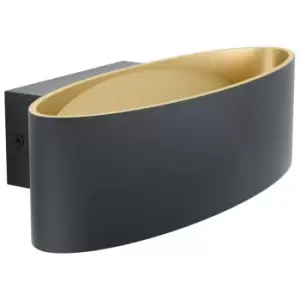 Image of Maccacari LED Up & Down Wall Light Black, Gold - Eglo