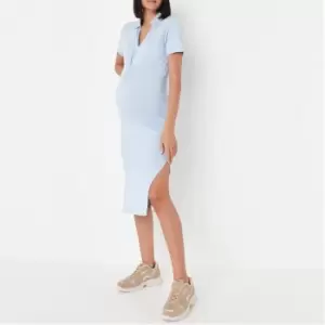 Image of Missguided Twist Front Collared Marernity Midi Dress - Blue