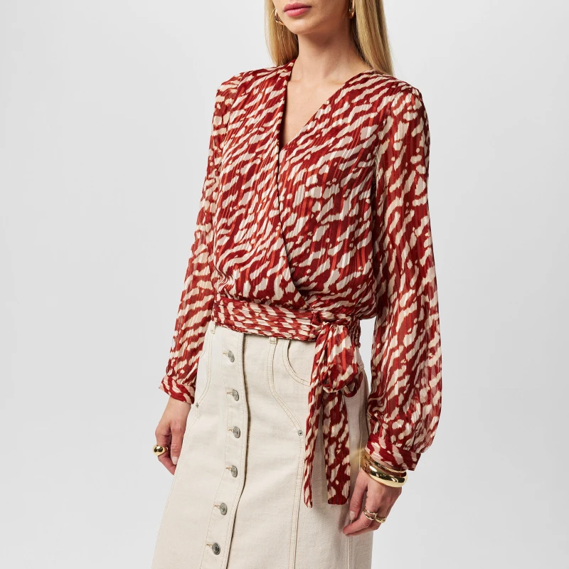 Image of Vero Moda Rie Wrap Blouse - Red Red 8
