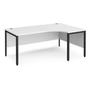 Image of Office Desk Right Hand Corner Desk 1800mm White Top With Black Frame 1200mm Depth Maestro 25 MB18ERKWH