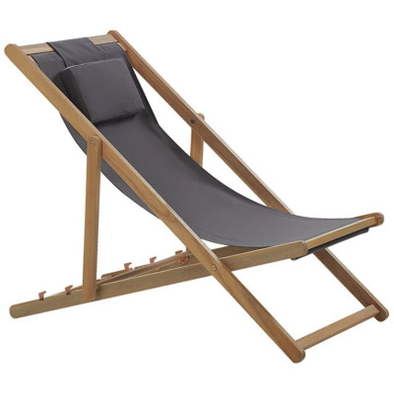 Image of Beliani Folding Deck Chair Avellino Acacia Wood Grey
