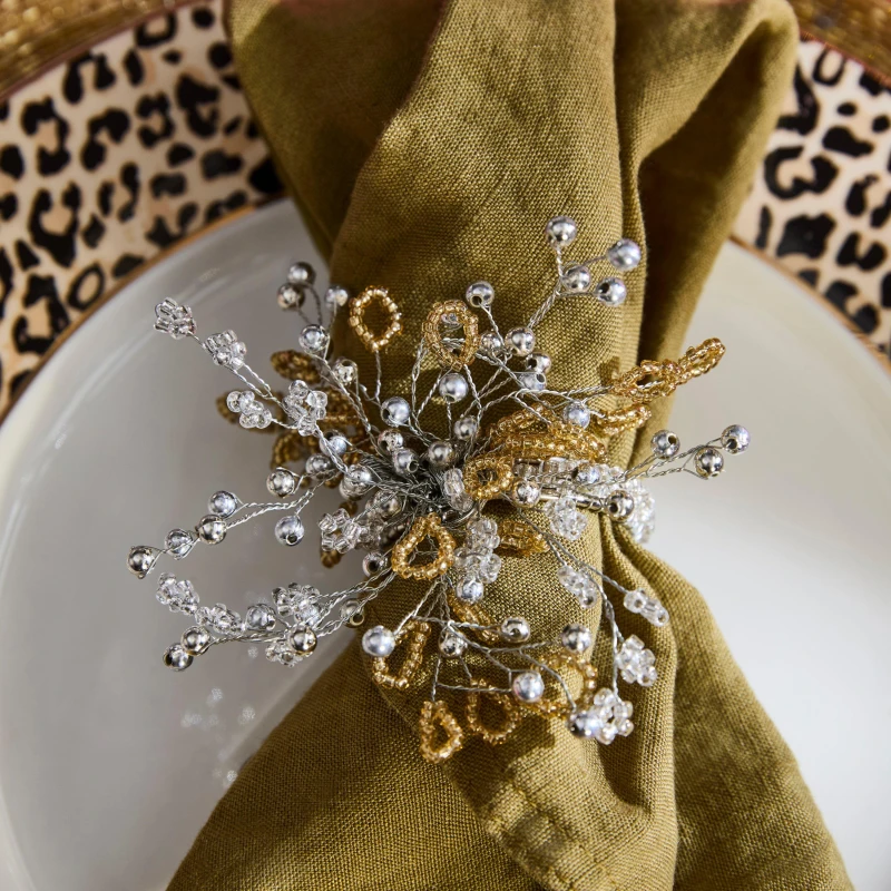 Image of Biba Biba Bead Napkin Rings Set of 2 - Gold Gold One Size