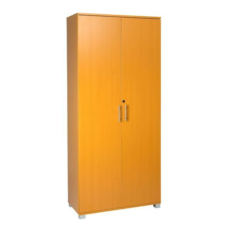 Image of Moderna Storage Cabinet, Beech, Filing Cabinet, 4 Shelves, Lockable 2 Door, Tall Office Cupboard in Brown Brown Unisex
