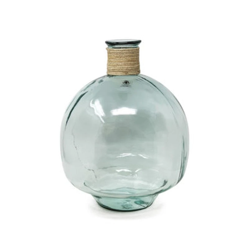 Image of Verano Spanish Ceramics Recycled Glass Hemp Clear Home Decor Large Bom Vase (H) 40cm Clear