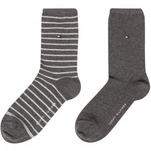 Image of Tommy Bodywear Small Stripe 2 Pair Pack Ankle Socks - Grey