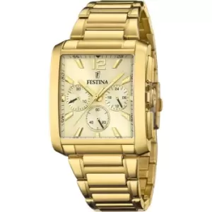 Image of Mens Festina Gold-plated Chronograph Watch with Steel Bracelet