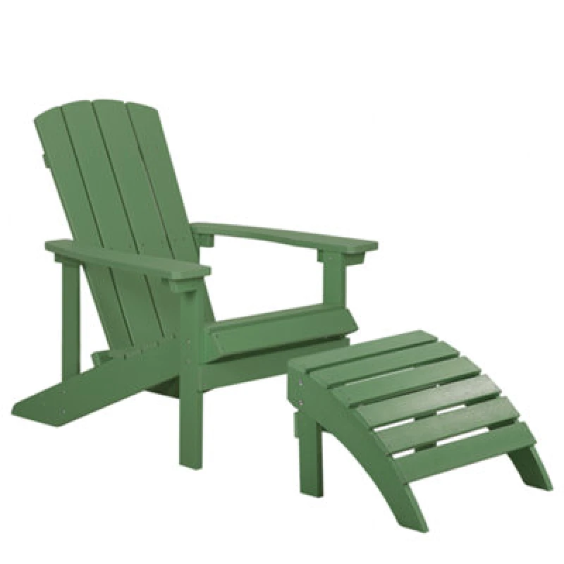 Image of Beliani Garden Chair Adirondack With Footstool Green