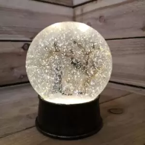 Image of 18cm Christmas Water Spinner Globe With Reindeer Scene LED Light - Snowtime