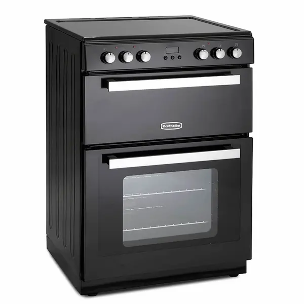 Image of Montpellier 600mm Electric Mini Range Cooker Ceramic Hob Black RMC61CK