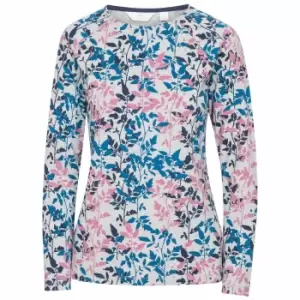 Image of Trespass Womens/Ladies Margery Leaf Print Long-Sleeved Top (XS) (Light Grey/Pink/Blue)