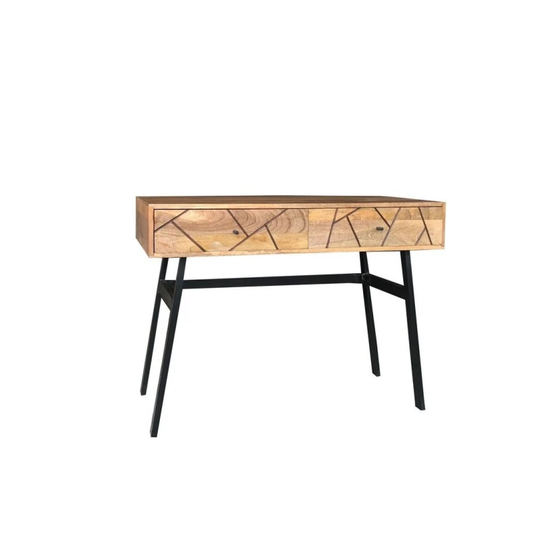 Image of Jaipur Furniture Ltd Amar Console Table - Iron Base - Mango Wood/Iron - L50 x W100 x H75cm - Light Finish - Assembly Required in Brown Brown Unisex