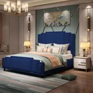 Image of Envisage Trade - Elixa Upholstered Beds - Plush Velvet, Single Size Frame, Blue - Blue
