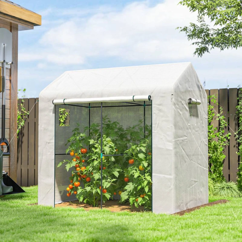 Image of OUTSUNNY Walk-in Greenhouse, Green House with Mesh Windows, White White Unisex