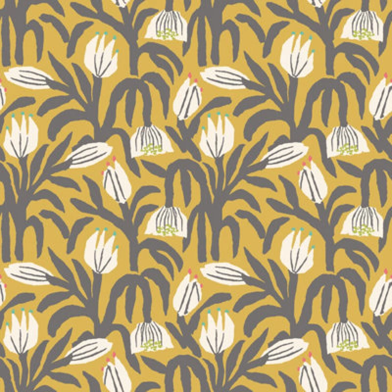 Image of Hoopla Walls Chunky Flower Mustard Smooth Matt Wallpaper