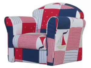 Image of Kidsaw Blue Patchwork Mini Kids Armchair