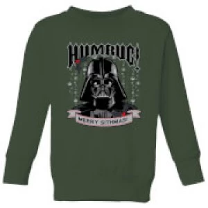 Image of Star Wars Darth Vader Humbug Kids Christmas Sweatshirt - Forest Green - 3-4 Years