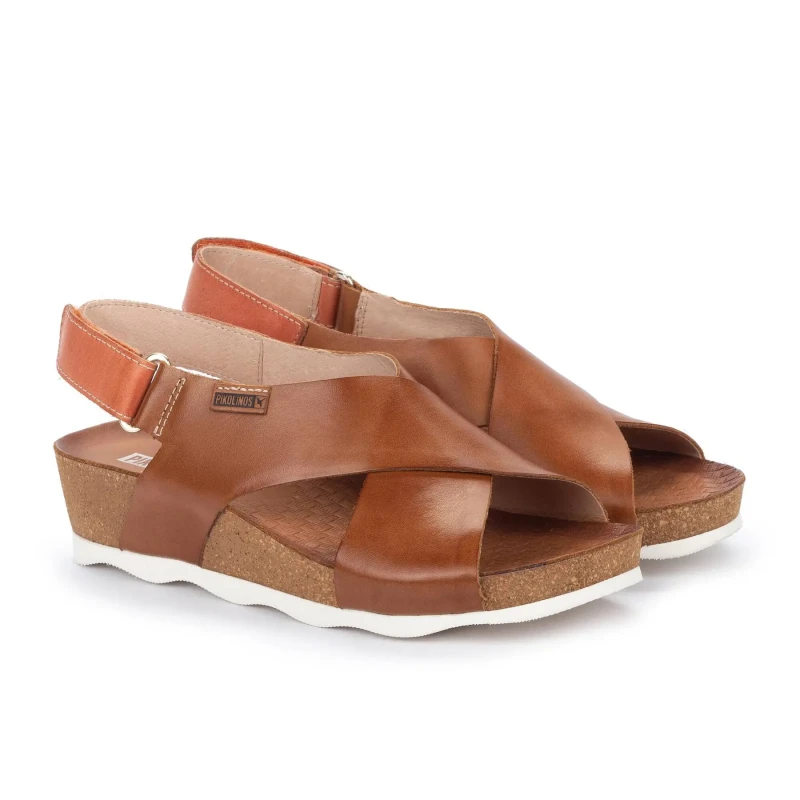 Image of Pikolinos Mahon Leather Womens Hook and loop Sandals - Brandy - Size:UK 5-5.5