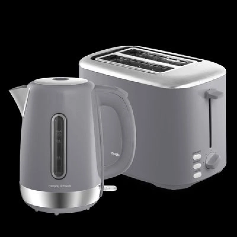 Image of Morphy Richards Equip Grey Kettle and Toaster Set in Mid Grey Size: 2 Pack Mid Grey 2 Pack Unisex 5056765430571