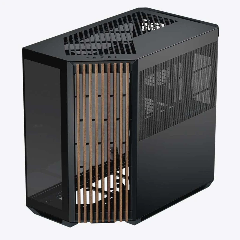 Image of APNX V1 Wood - Panoramic Dual chamber Mid-tower PC case - Black - V1-W-BK-v2